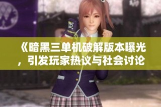 《暗黑三单机破解版本曝光，引发玩家热议与社会讨论》