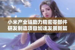 小米产业链助力精密零部件研发制造项目加速发展新篇章