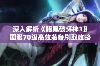 深入解析《暗黑破坏神3》国服70级高效装备刷取攻略与推荐地点